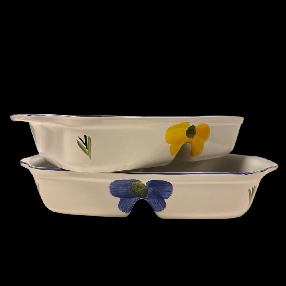 2 x Maxam Oven To Table 12" X 7" Handpainted Divided Casserole Dish Portugal